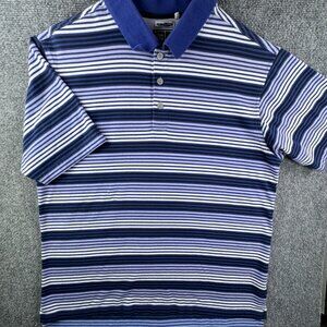 Adidas Climalite Short Sleeve Polo Shirt Size Medium Striped Purple White Cotton
